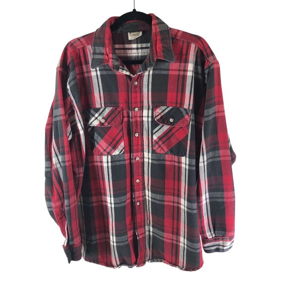 Five Brother Mens Flannel Shirt Button Down Chest Pockets Plaid Red Tallman XL - Picture 1 of 5